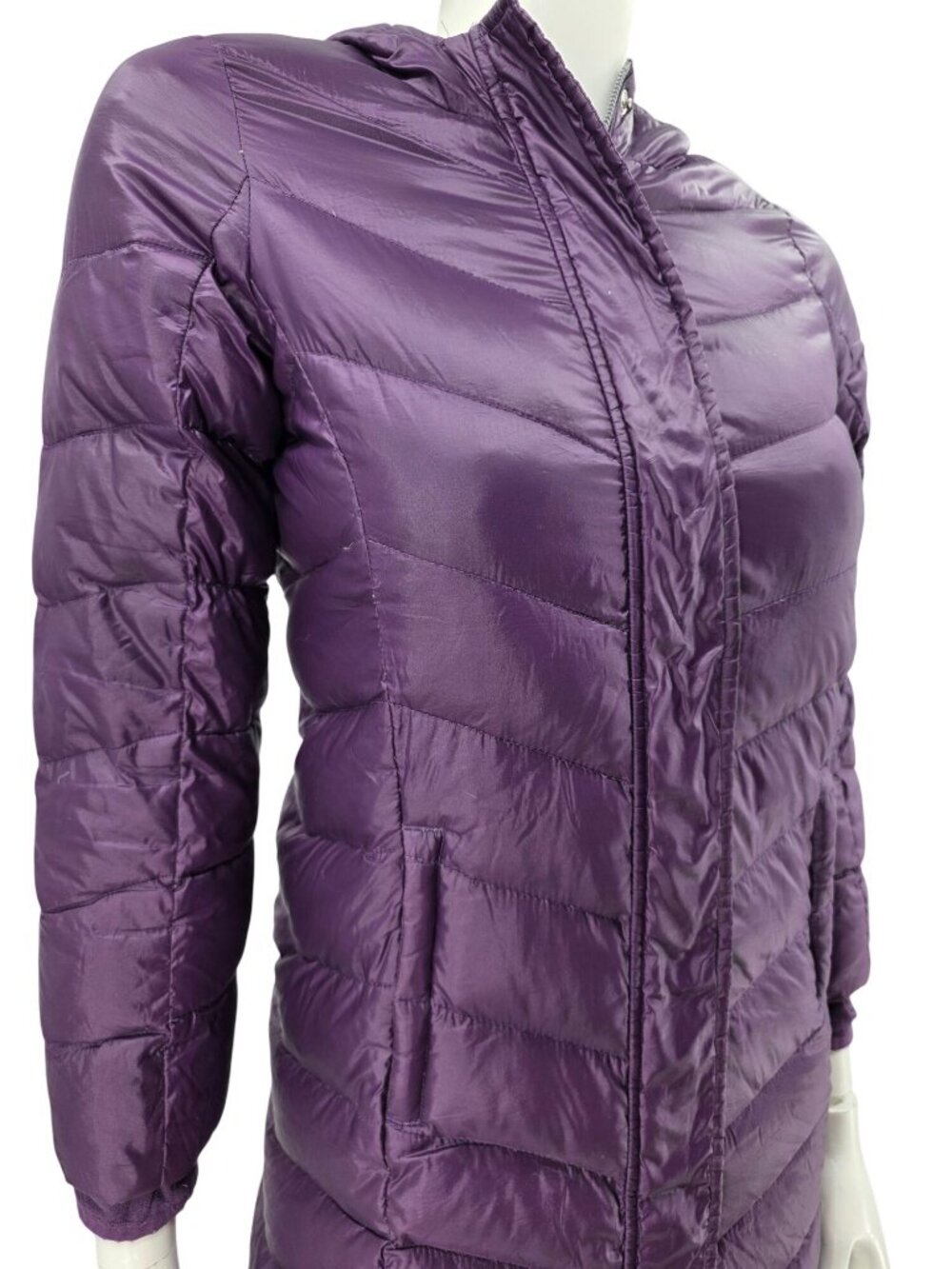 Lands End Girls Purple Quilted Hooded Down Jacket Size Small 7-8